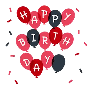 Red And Black Happy Birthday Balloons Sticker