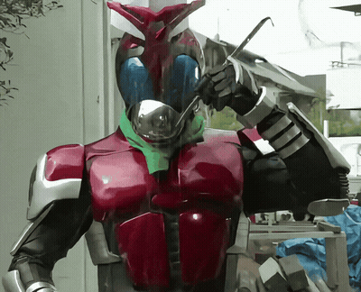 Red And Black Robot With Green Scarf GIF
