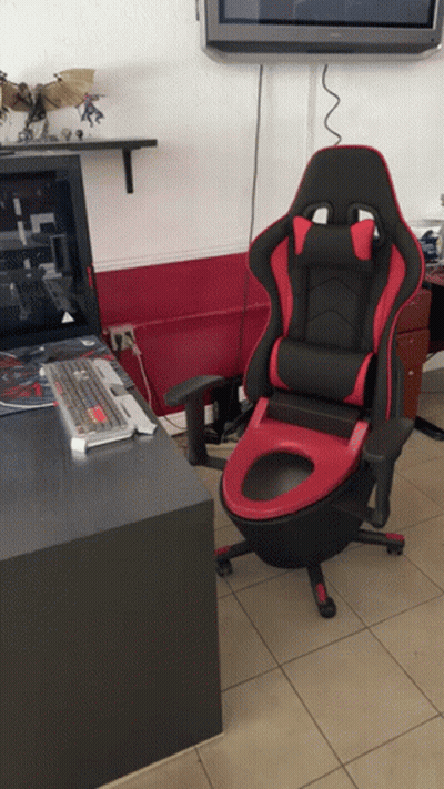 Red And Black Toilet Chair GIF