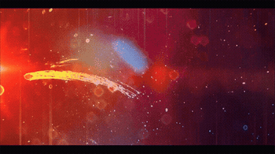 Red And Blue Background With Yellow Brush Stroke GIF