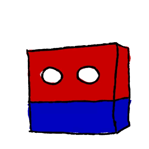 Red And Blue Block With White Circles Sticker