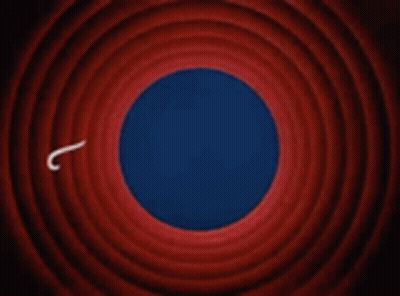 Red And Blue Circle Saying That's All Folks GIF