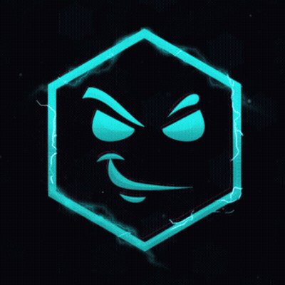 Red And Blue Glowing Cube With Face GIF