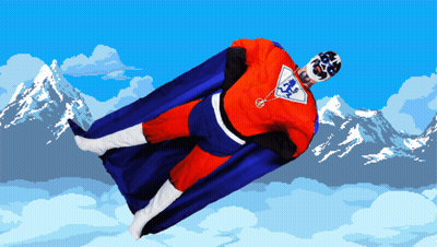 Red And Blue Superhero Flying GIF