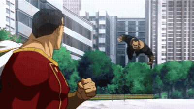 Red And Gold Superhero Costume Man Next To Man GIF