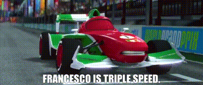 Red And Green Race Car Francesco Is Triple Speed GIF
