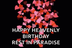 Red And Pink Falling Hearts Happy Heavenly Birthday GIF