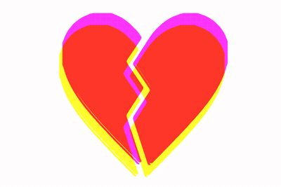 Red And Pink Heart With Yellow Border GIF