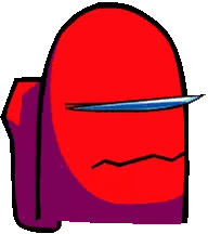 Red And Purple Among Us Character With Blue Arrow In Eye Sticker