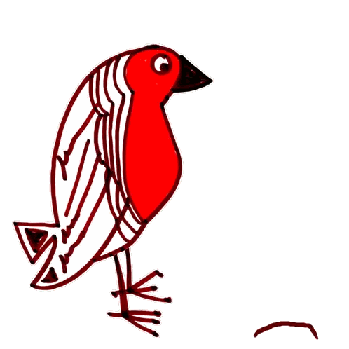 Red And White Bird With Open Beak Sticker