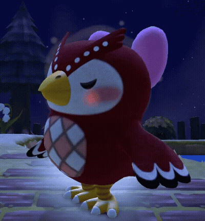 Red And White Bird With Yellow Beak And Purple Wings GIF
