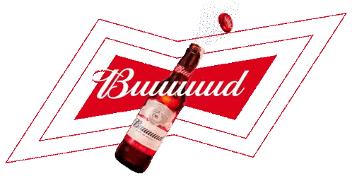 Red And White Budweiser Logo With Bottle Sticker