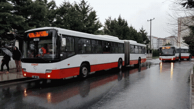 Red And White Bus With Ernst GIF