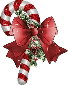Red And White Candy Cane With Bow Sticker