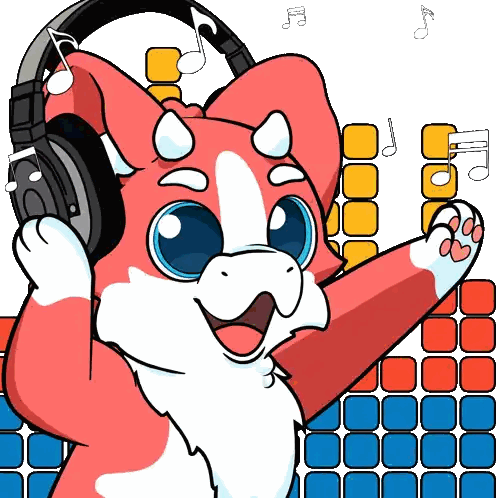Red And White Cat Wearing Headphones Sticker