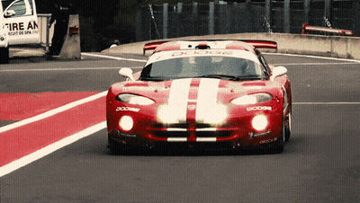 Red And White Dodge Race Car Driving GIF