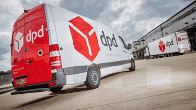 Red And White DPD Van GIF