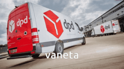 Red And White DPD Van GIF
