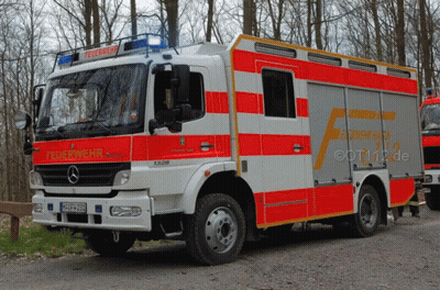 Red And White Fire Truck With Feuerwehr GIF