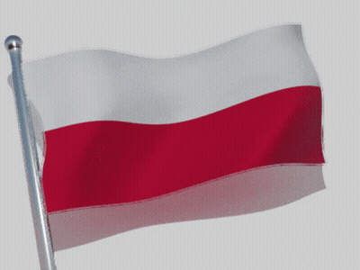 Red And White Flag Waving On Pole GIF