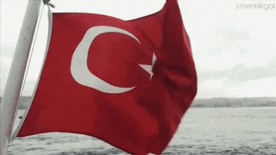 Red And White Flag With Letter C Waving GIF
