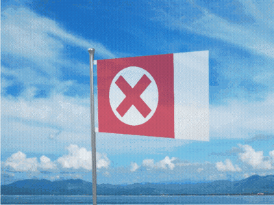 Red And White Flag With X In White Circle GIF