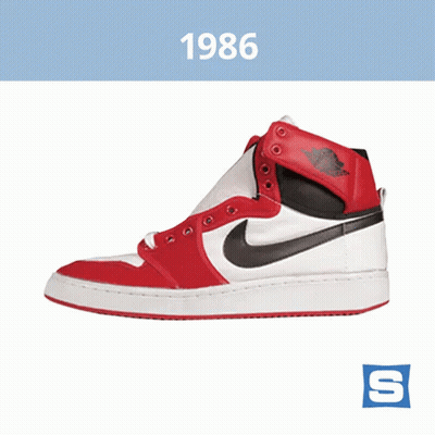Red And White Nike Shoe 1986 GIF