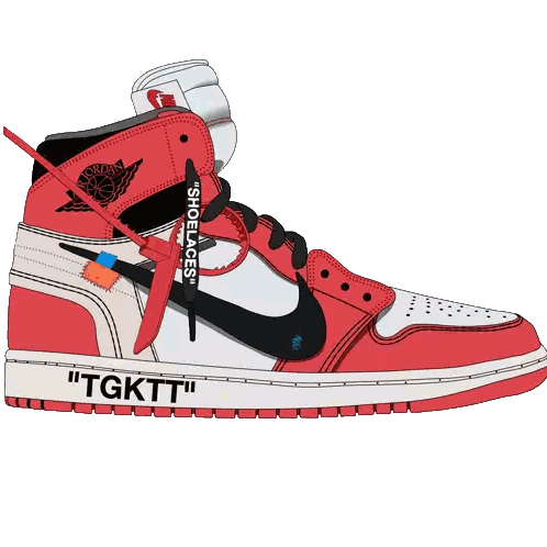 Red And White Nike Shoe With TGKTT Sticker