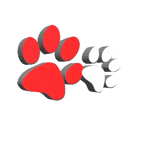 Red And White Paw Prints 3D Sticker