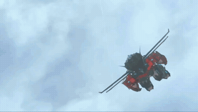 Red And White Robot With Blue Head And Wings GIF