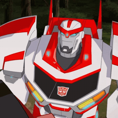 Red And White Robot With Transformer Logo GIF