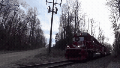Red And White Train With JCT Sign GIF