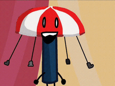 Red And White Umbrella Smiling With Arms And Legs GIF