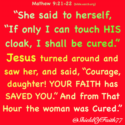 Red And Yellow Bible Verse Matthew 9:22 GIF