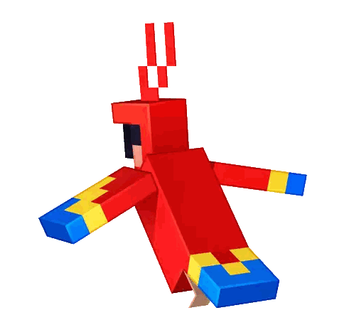 Red And Yellow Minecraft Character With Blue Arms Sticker