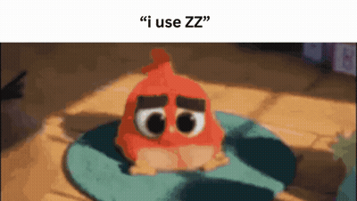 Red Angry Bird On Green Pillow Saying I Use Zz GIF