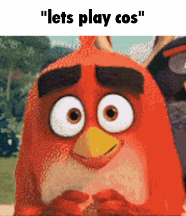Red Angry Bird Says Lets Play Cos GIF