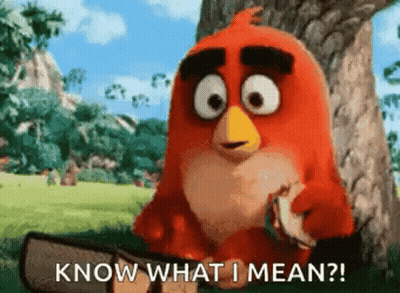 Red Angry Birds Holding Chainsaw Saying Know What I Mean GIF