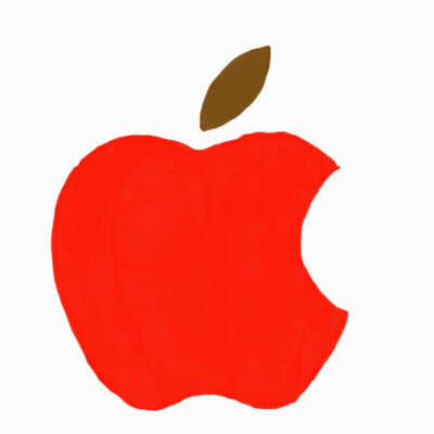 Red Apple With Bite And Brown Leaf GIF