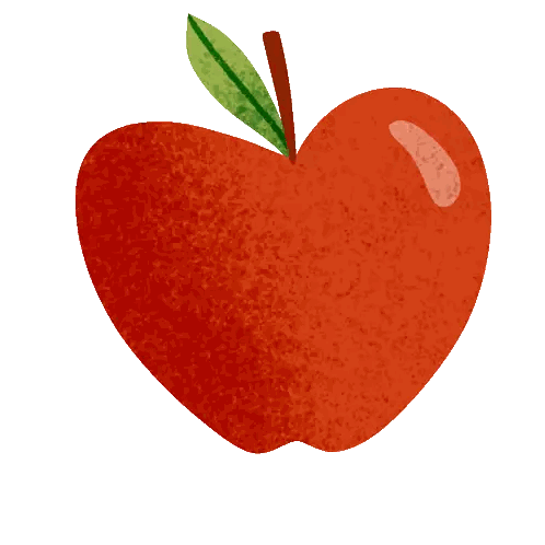 Red Apple With Green Leaf Sticker