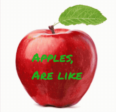 Red Apple With Green Leaf Saying Apples Are Like GIF