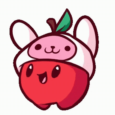 Red Apple With Pink Hat GIF