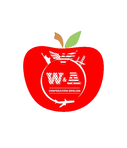 Red Apple With W & A Corporation Text Sticker