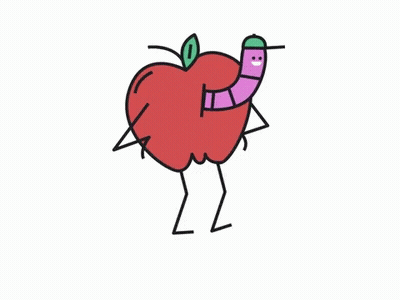 Red Apple With Worm GIF