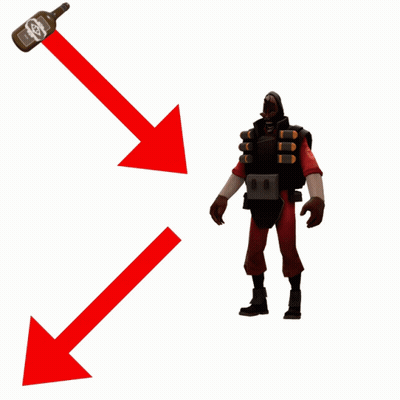 Red Arrow Pointing To Soldier Holding Bottle GIF
