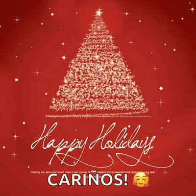 Red Background Christmas Tree Happy Holidays Carinos GIF