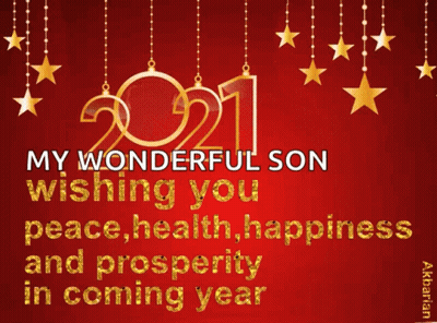 Red Background Gold Stars My Wonderful Son Wishing You Peace Health Happiness Prosperity GIF