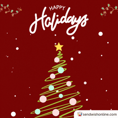 Red Background Happy Holidays Christmas Tree GIF