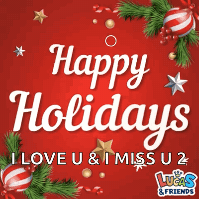 Red Background Happy Holidays I Love U And I Miss U GIF