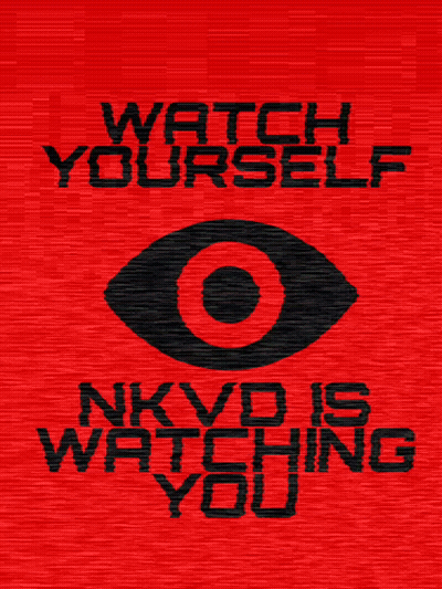 Red Background NKVD Is Watching You Watch Yourself GIF
